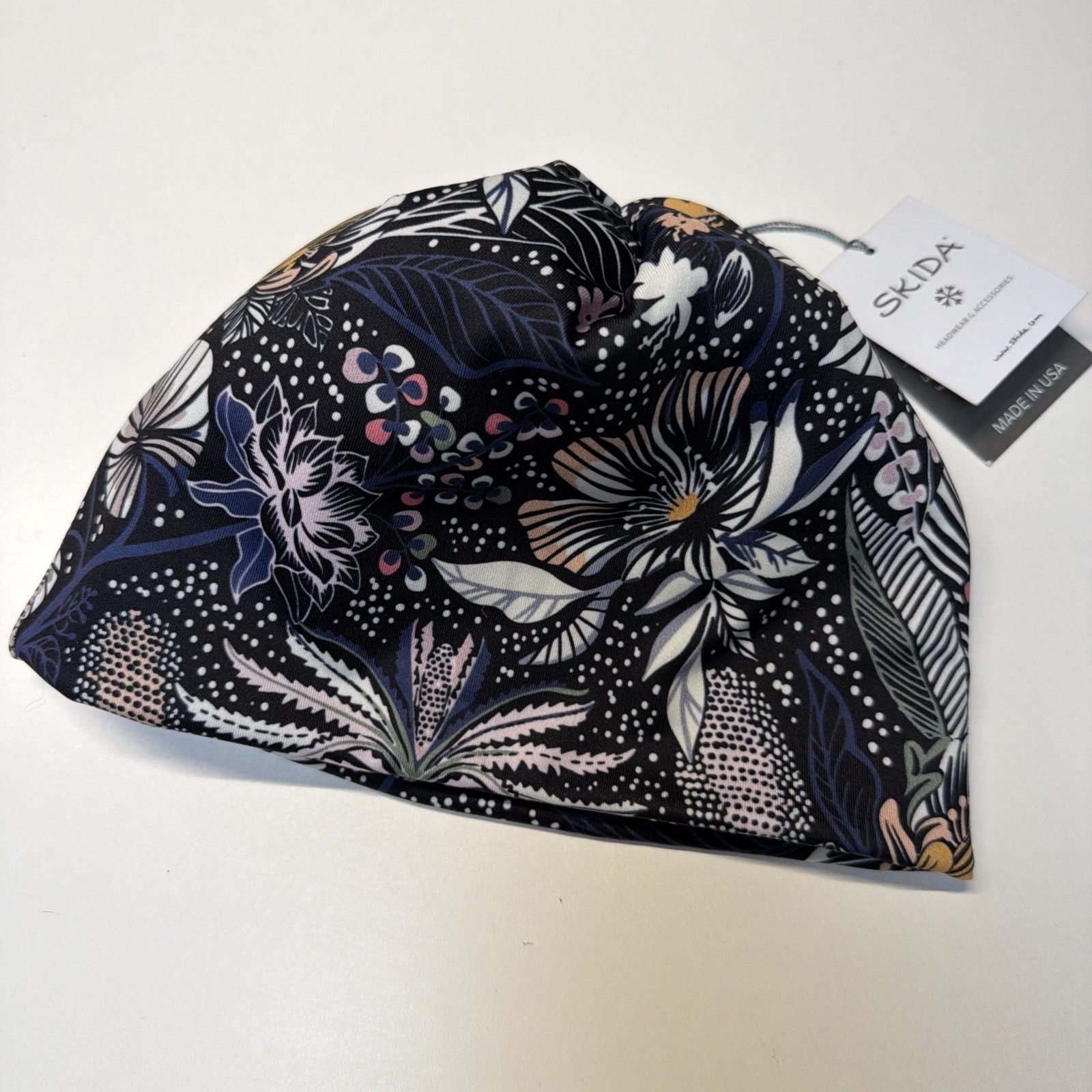 Nwt Title Nine Skida Adult S/M Alicante Ski Snow Hat Floral Blue Multicolored — image 2 of 8